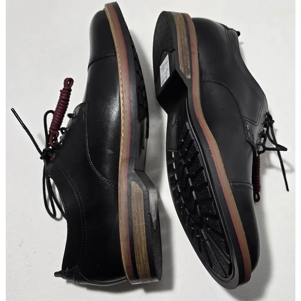 Clarks Mens Pitney Cap Derby Leather Oxfords Dress Shoes Black Lace Up SZ 12 NEW